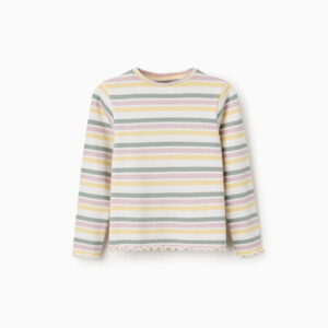Camiseta canalé rayas pastel