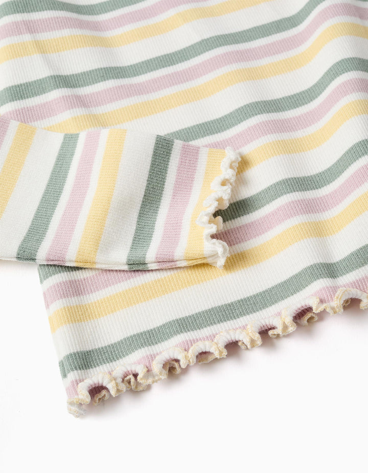Camiseta canalé rayas pastel