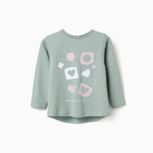 Camiseta verde bebé corazones
