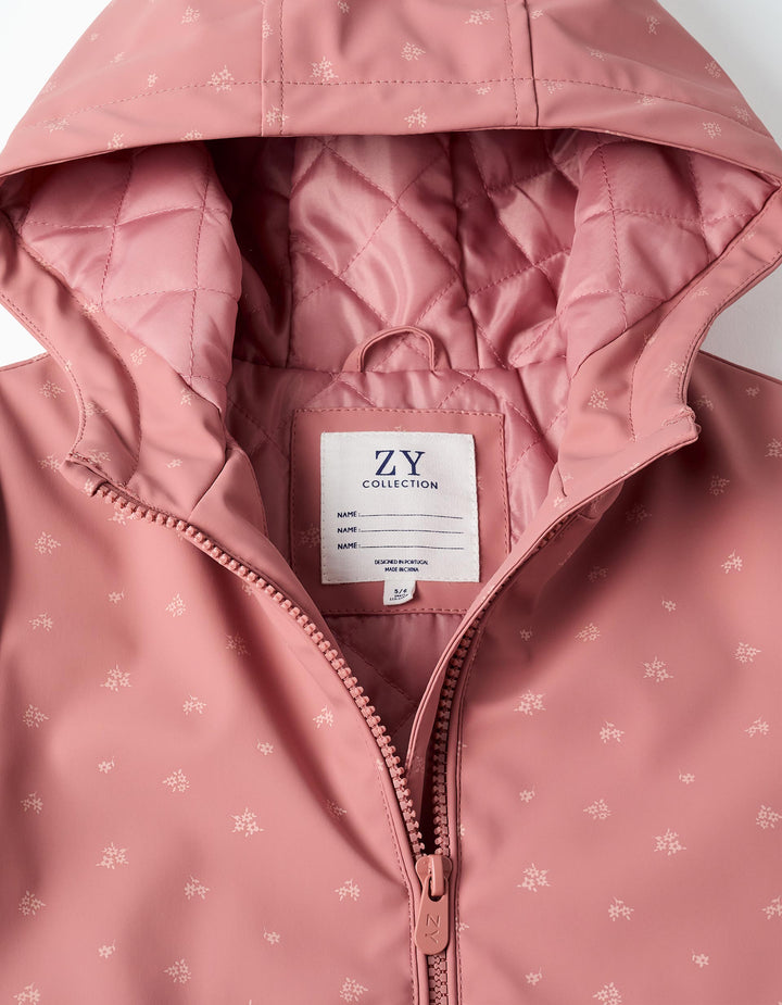 Parka engomado acolchado con capucha rosa niña - Imagen 4
