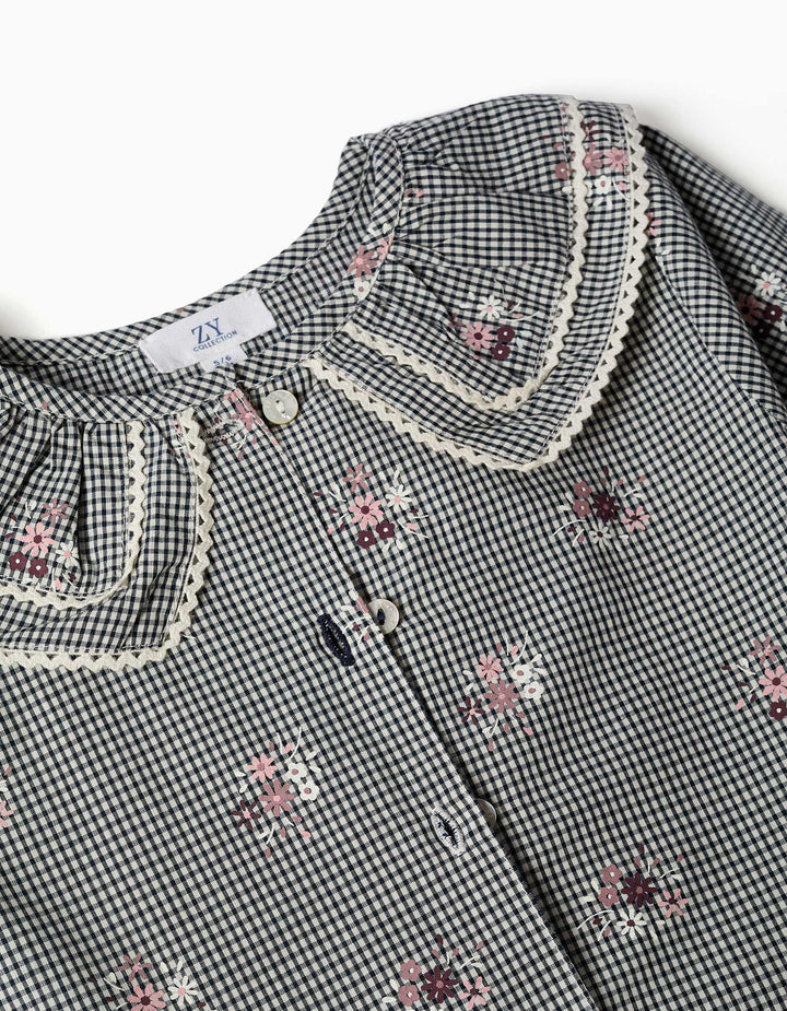 Camisa cuadro vichy con flores