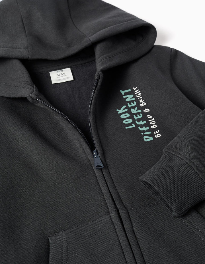 Chándal sudadera cremallera y capucha gris the mind is the limit - Imagen 4