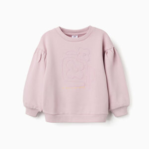 Sudadera lila claro flores bordadas