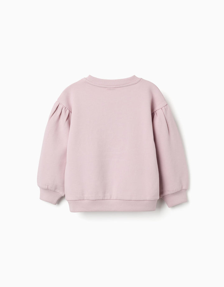 Sudadera lila claro flores bordadas - Imagen 2