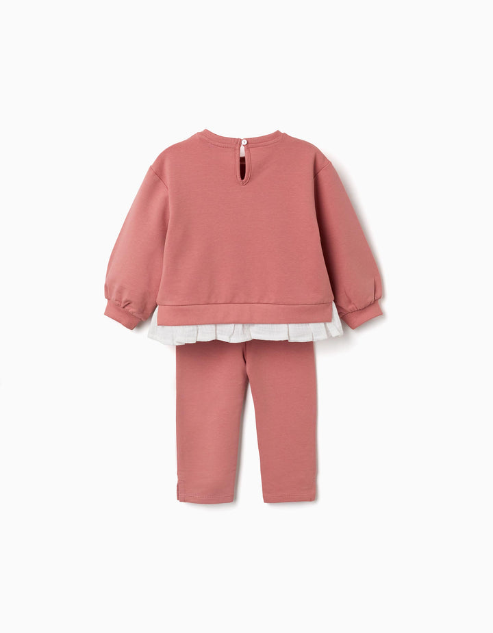 Conjunto sudadera y pantalón flores empolvado - Imagen 3