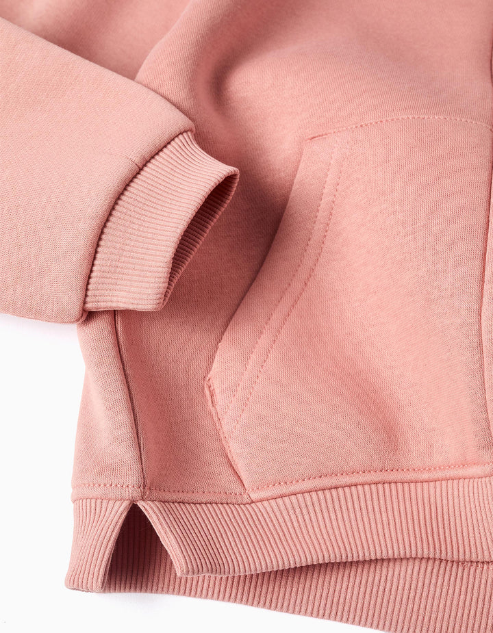 Sudadera rosa con capucha y cremallera - Imagen 3