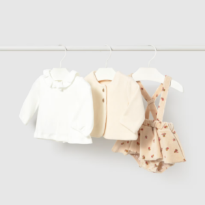 Conjunto 3 piezas falda flores pana bebé Mayoral