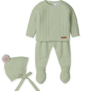 Conjunto punto con gorrito trenzado laurel