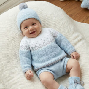 Conjunto 4p punto: culotte, gorro con pompón, patucos y jersey winter