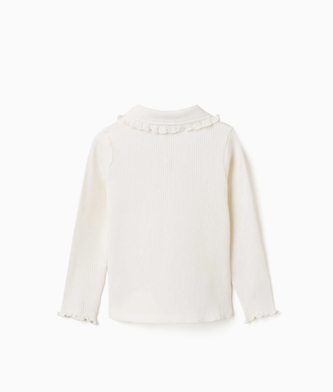 Camiseta acanalada con volantes blanco - Imagen 2