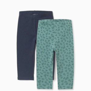 Pack 2 leggings bebé niña nature azul marino/verde