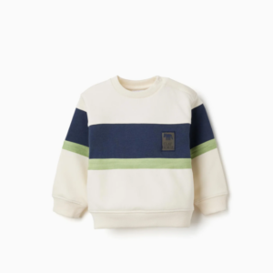 Sudadera tricolor bebé blanco/azul/verde
