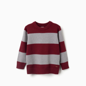Jersey punto rayas rojo oscuro/gris